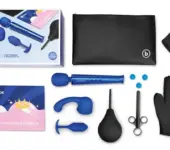 Anal prep and hygiene kit with douche, gloves, prostate toy and cleaning tools for safe anal play